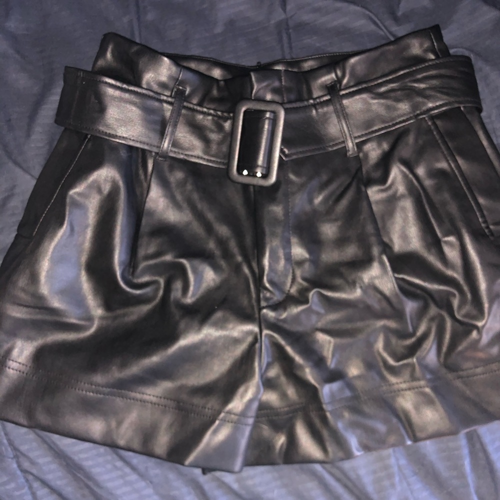 Zara Faux Leather Shorts w/ Belt NWT